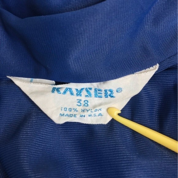 Vintage Kayser Sleep Shirt Nightgown Robe Blue Button Front Pocket Womens 38 - Picture 8 of 16